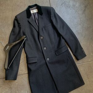 Hedi Slimane × Saint Laurent Paris $4,500 Heavy Lurex Wool and Silk Long Coat Br